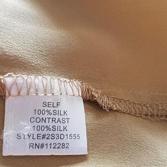 Anthropoogie Flowy Top Silk Spaghetti Straps Olive Green Tan Shift Tiered Dress - Picture 5 of 8